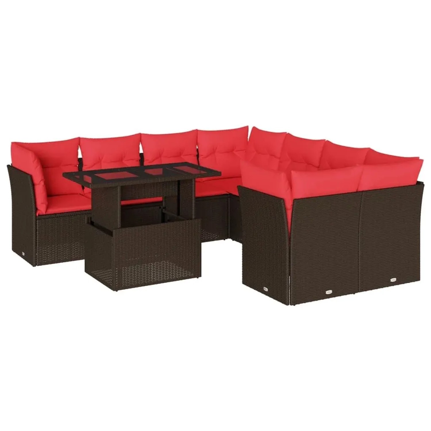 vidaXL 9-Tlg Gartensofa-Set mit Kissen Braun Polyrattan 3266434 günstig online kaufen