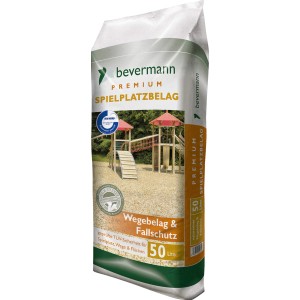 Sack Bevermann Spielplatzbelag/Fallschutz 50l mit Spielplatz-Motiv. Holzhackschnitzel für sicheren Untergrund.
