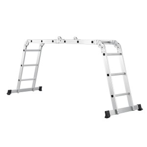 Juskys Aluminium Multifunktionsleiter 3,6m als Bockleiter, mit Anti-Rutsch-Profil und gummierten Füßen.