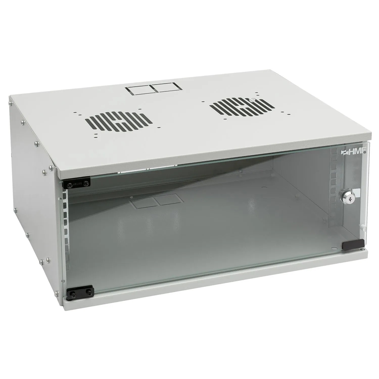 HMF 65704-07 Serverschrank Netzwerkschrank 4HE Unmontiert 19 Zoll Rack Lichtgrau