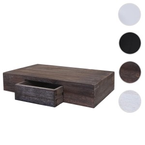 Braunes MCW Wandregal Cher im Shabby-Look mit Schublade, 8x40x25cm.