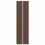 Zwei Akustikpaneele in Walnuss-Optik mit schwarzem Filz. Holzpaneele zur Wand- und Deckengestaltung.