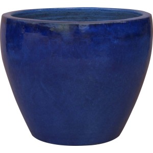 Blauer Pflanztopf aus Terrakotta, 26x26x23 cm, für Garten und Terrasse.