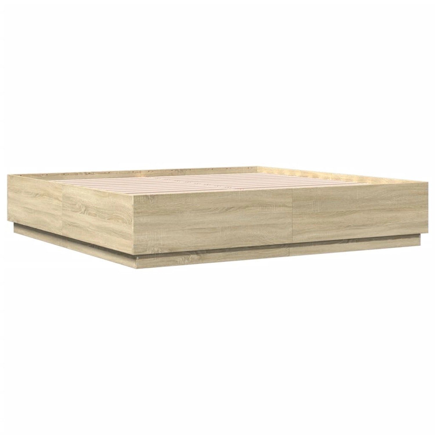 vidaXL Bettgestell mit LED Sonoma-Eiche 200x200 cm Holzwerkstoff 3209585 günstig online kaufen