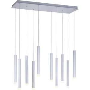 Moderne 10-flammige LED-Pendelleuchte Bruno aus Aluminium, 89x120cm, für Wohnräume.