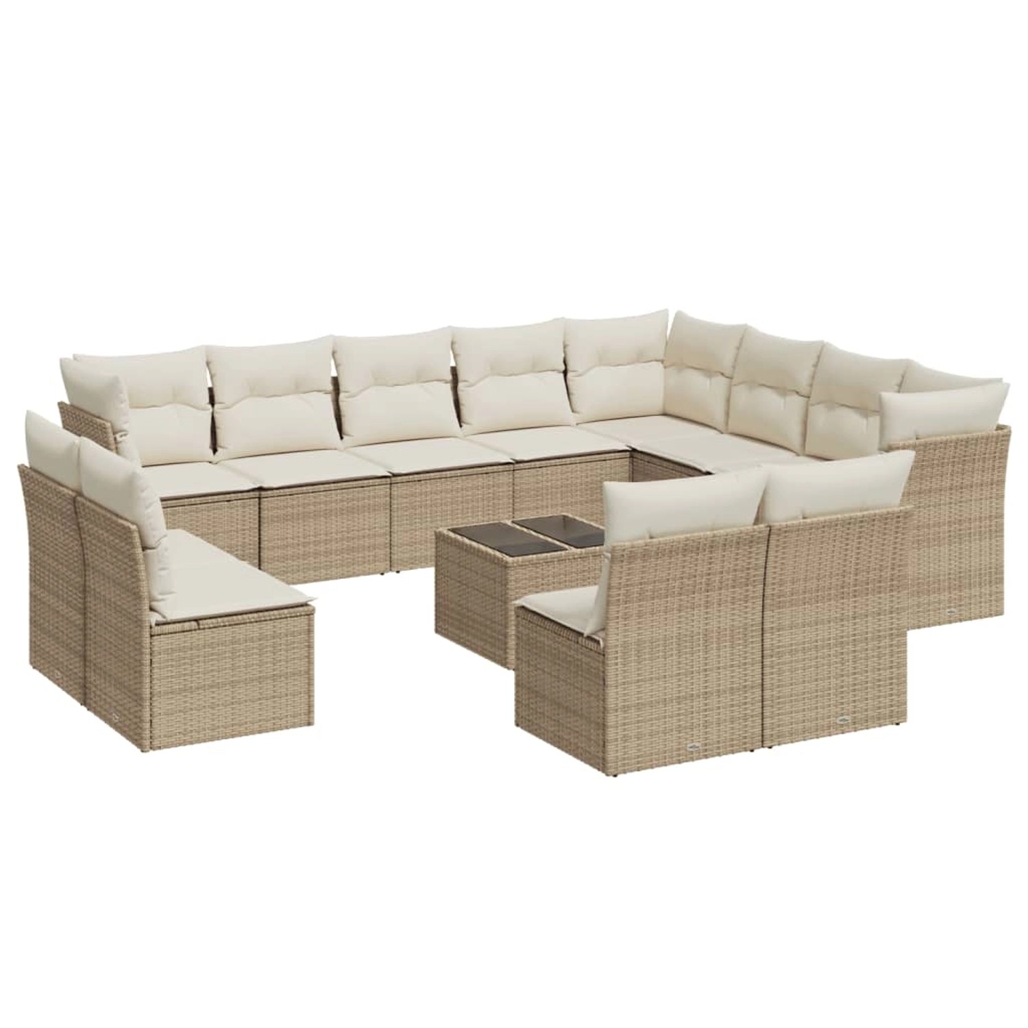 vidaXL 13-Tlg Garten-Sofagarnitur mit Kissen Beige Poly Rattan 3250317 günstig online kaufen