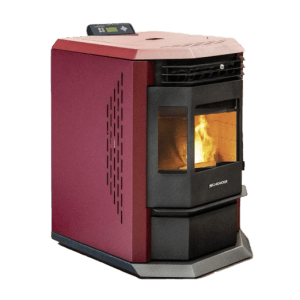 Roter SCHENGER Pelletofen HLP3602 mit Flamme, 9,3kW, A++, WIFI & Timer.