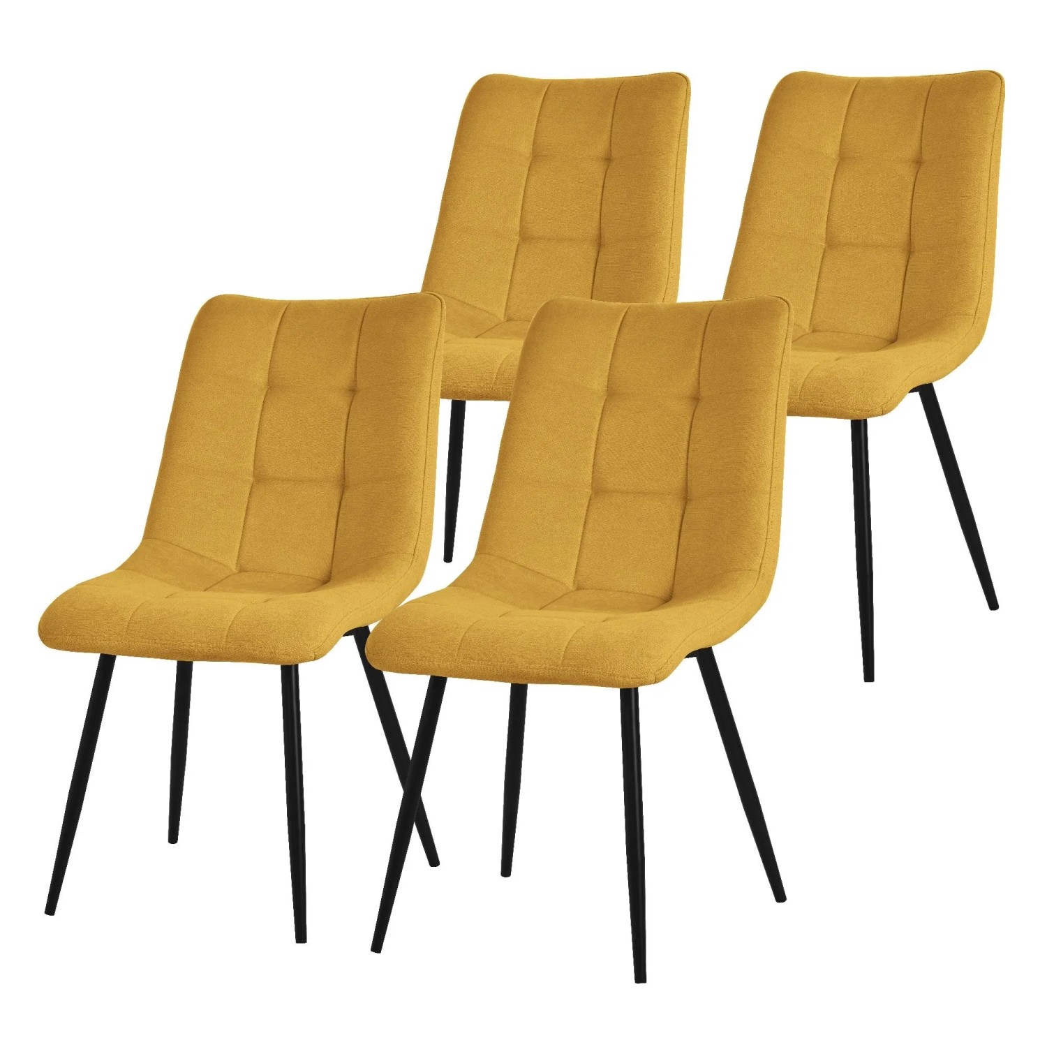 ML-Design Esszimmerstühle 4er Set Senfgelb Stoffbezug Metallbeinen