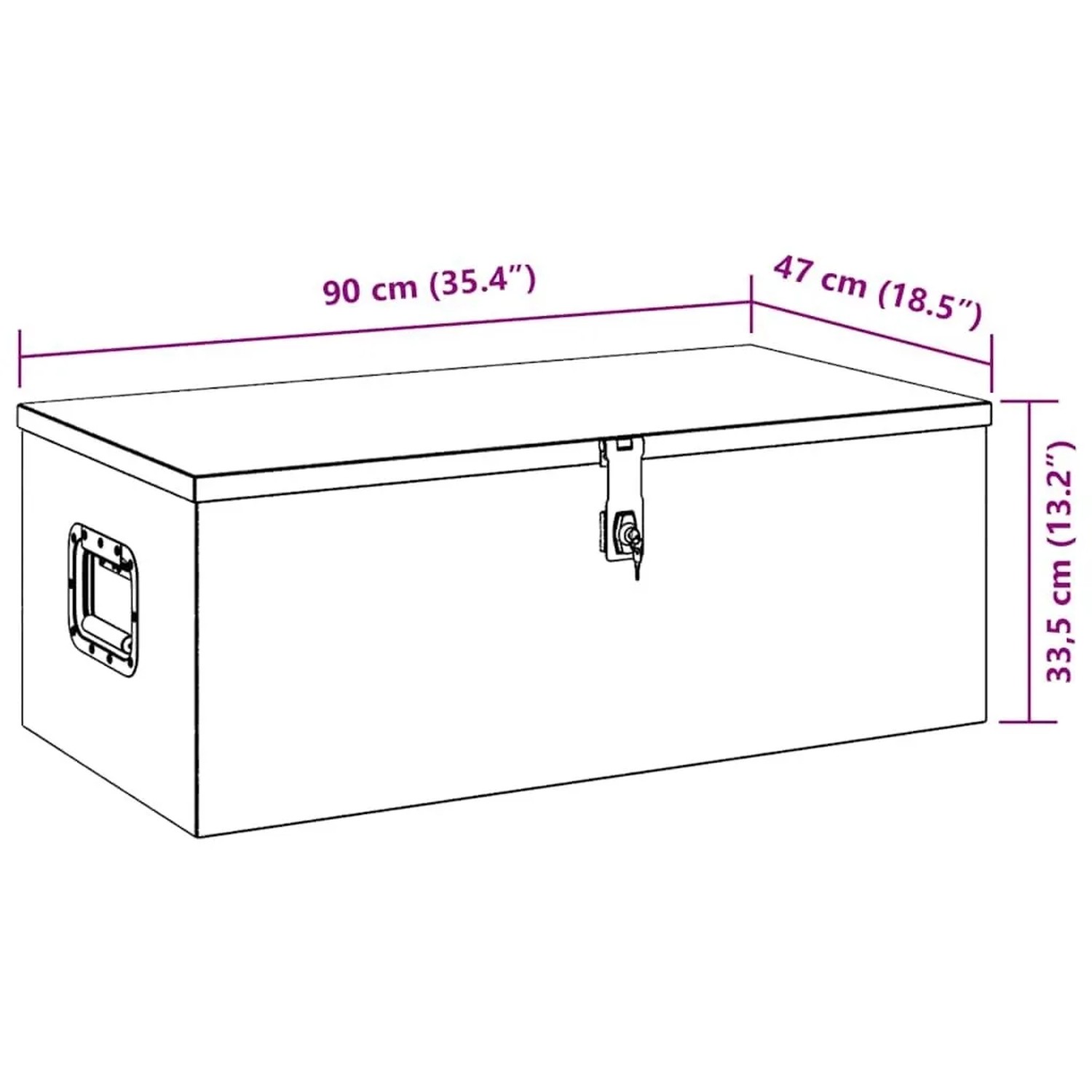 DELUKE Aluminiumbox Mit Deckel Abschließbar Alubox Deichselbox Alu Anhängerbox Werkzeugkiste Transportbox Metallkiste 90x47x33,5cm Schwarz_8
