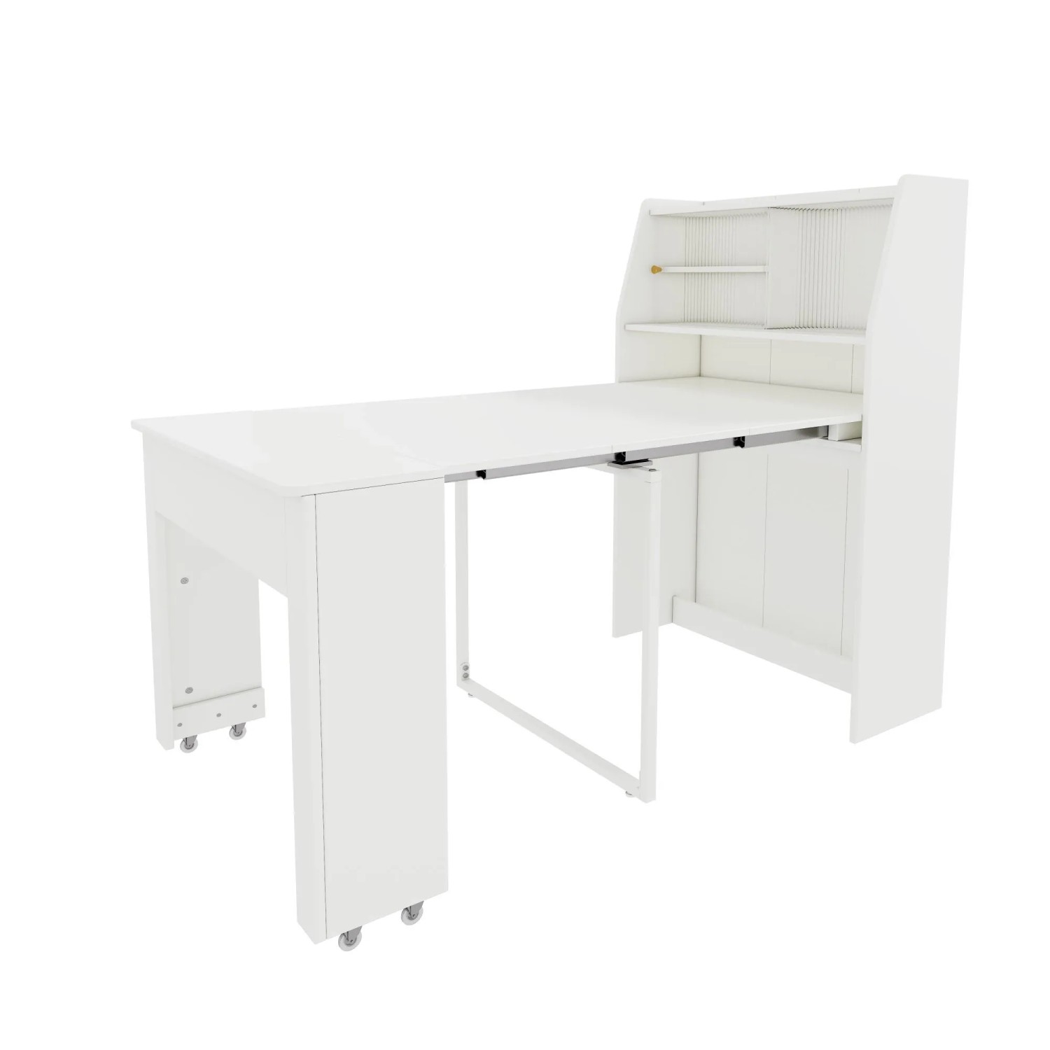 okwish Esstisch Rechteckig mit Stauraum/Stauschrank Einweg-Ausziehtisch 52/133 × 80 cm Weiß