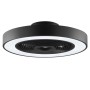Schwarze LED-Deckenleuchte Catania mit Ventilator, Ø 48,6 cm. Moderne Deckenlampe mit integriertem Ventilator.