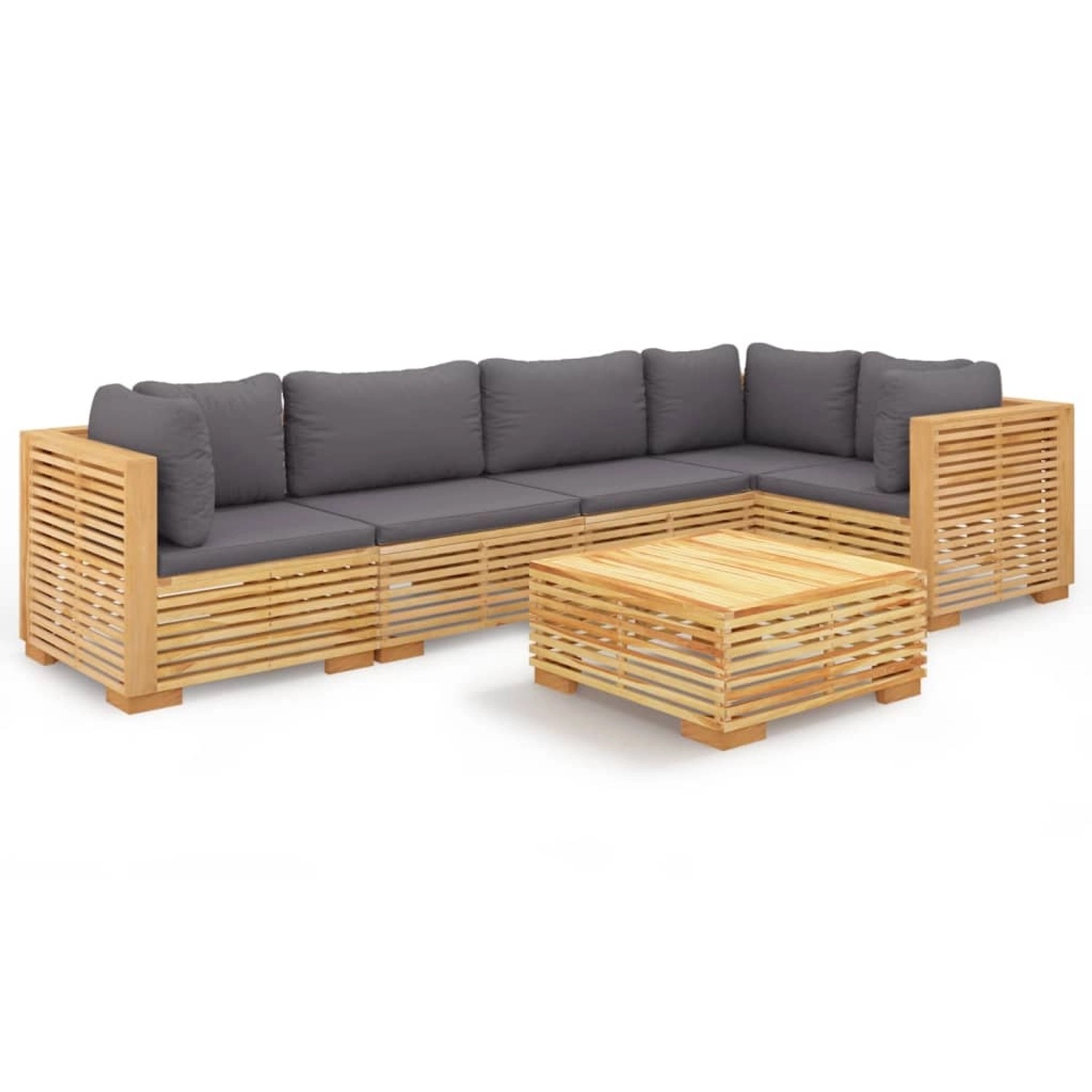 vidaXL 6-tlg Garten-Lounge-Set mit Kissen Massivholz Teak Modell 2