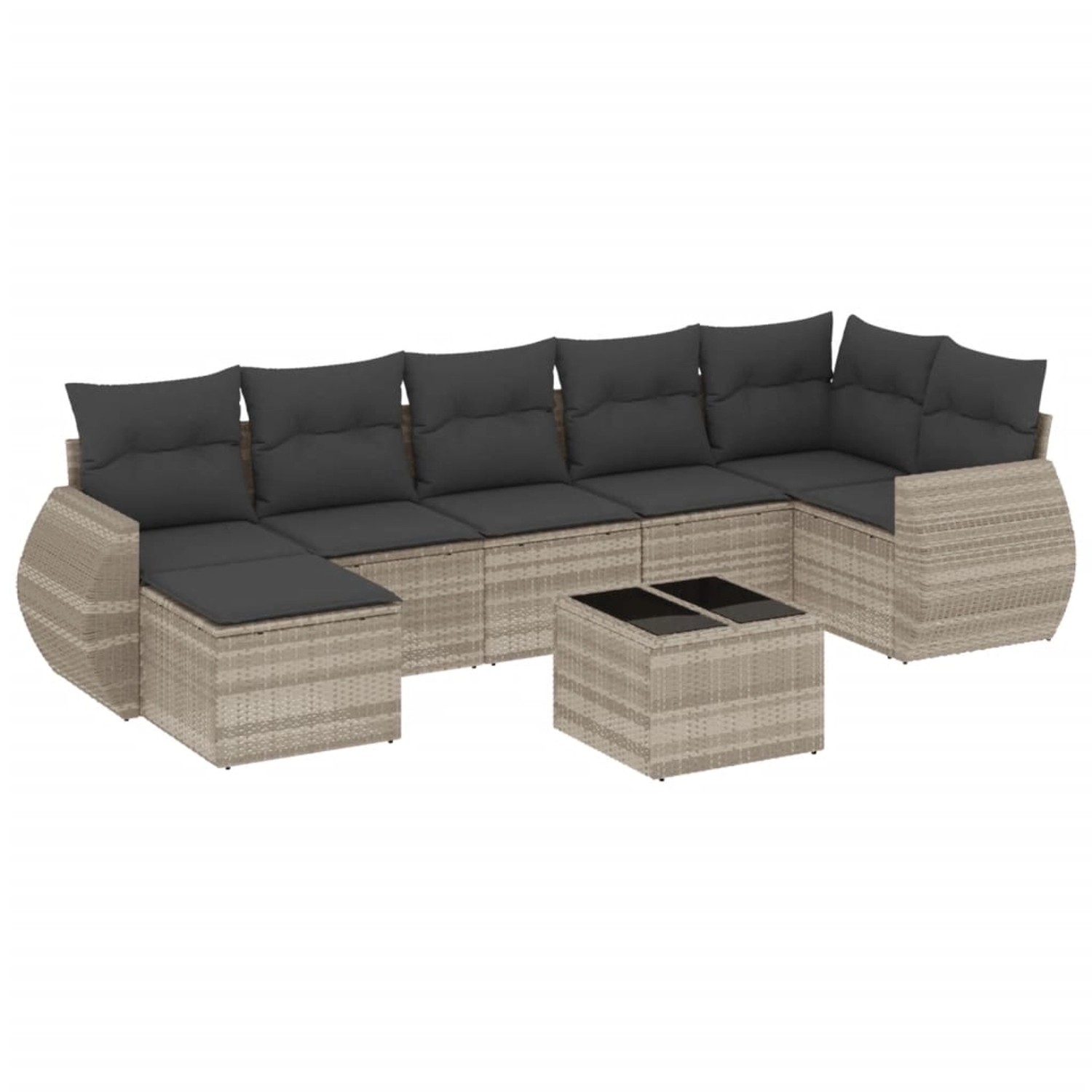 vidaXL 8-Tlg Garten-Sofagarnitur mit Kissen Hellgrau Poly Rattan 3254029 günstig online kaufen