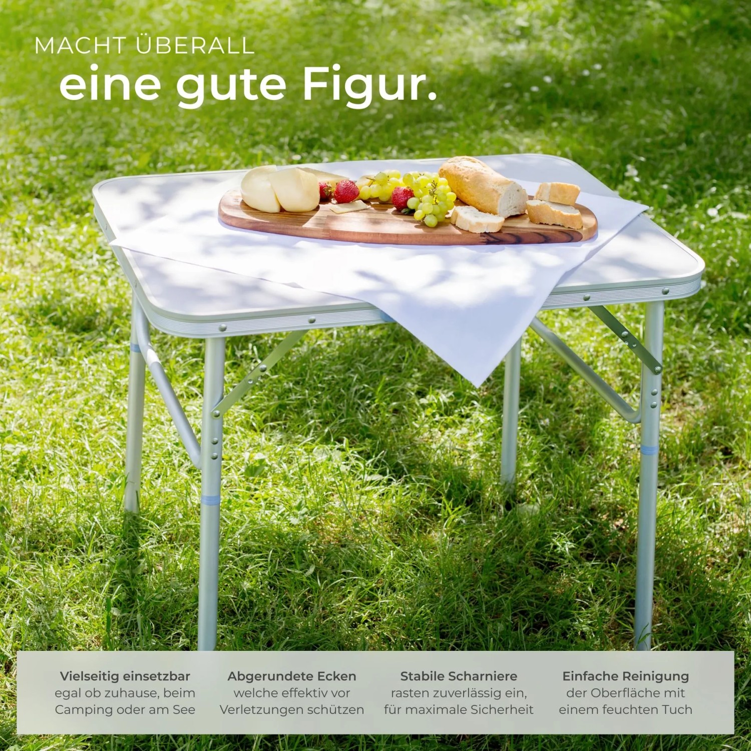Tectake Campingtisch Lothar Klappbar Wetterfest  75 x 55 x 68 cm Grau_5