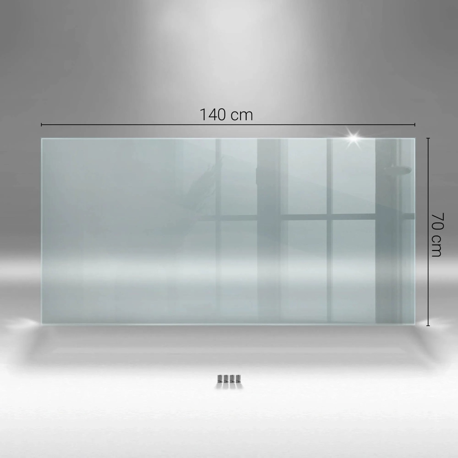 Transparente Küchenrückwand Glasplatte 140x70 cm mit Befestigungspunkten als Spritzschutz.