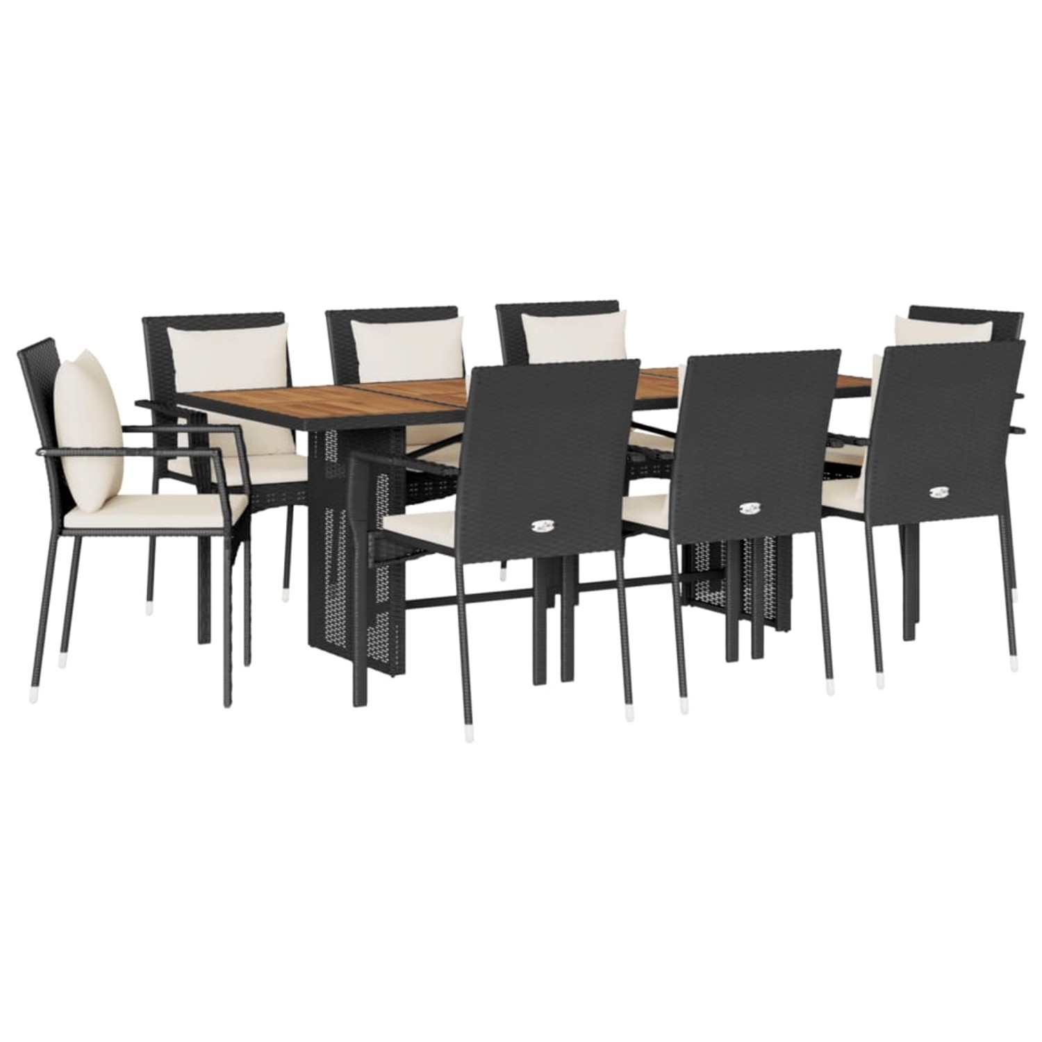 vidaXL 9-Tlg Garten-Essgruppe mit Kissen Schwarz Poly Rattan 3213499 günstig online kaufen