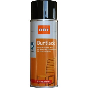 OBI Buntlack Spray, RAL 9005 Tiefschwarz, hochglänzend, 400ml Dose.