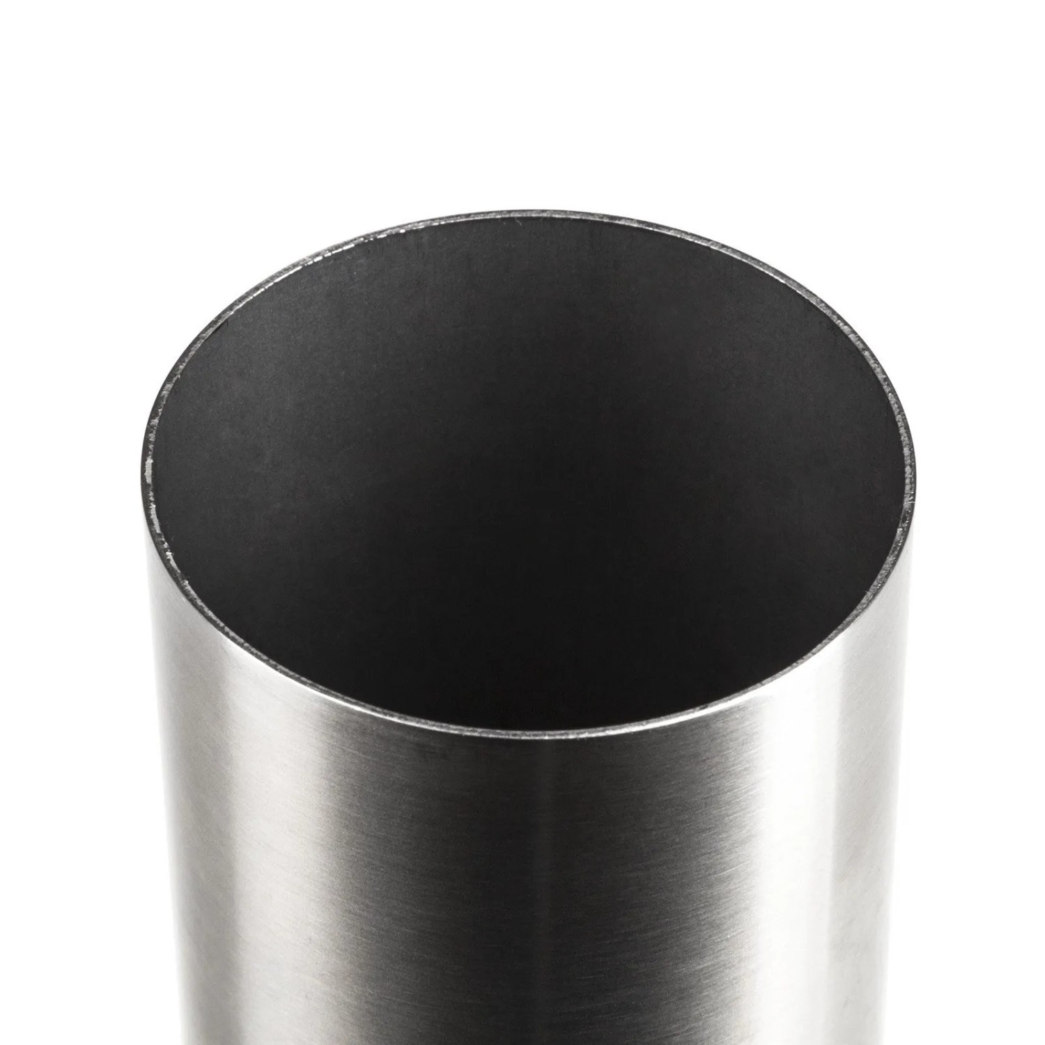 Detailaufnahme: Gebürsteter SOTECH Möbelfuß JIM aus Edelstahl, Ø50 mm.