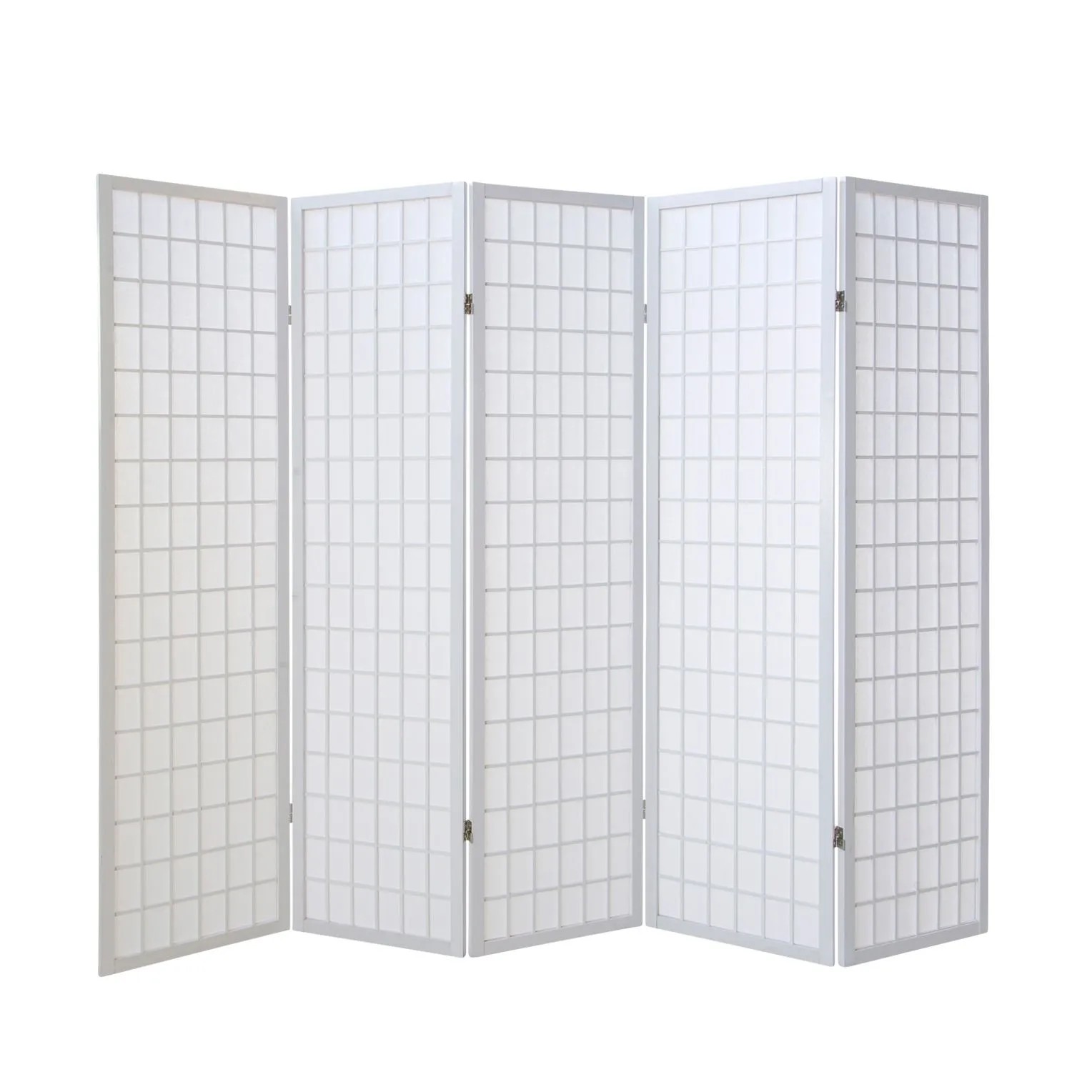 Homestyle4u 5-tlg. Paravent in Weiß 220x175 cm 262