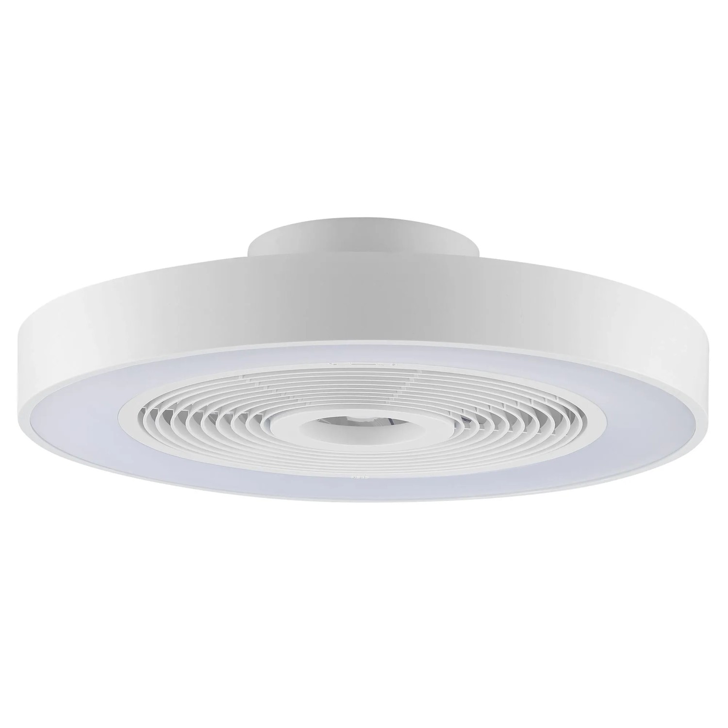 Weiße LED-Deckenleuchte Catania mit Ventilator, Ø 48,6 cm.