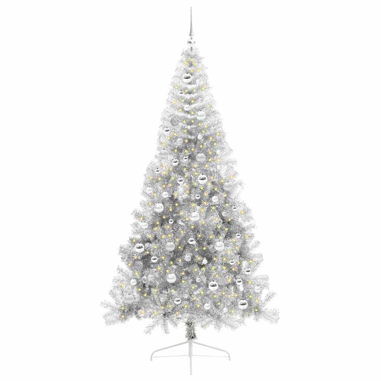vidaXL Künstlicher Vorbeleuchteter Weihnachtsbaum Silber 210 cm 3397224
