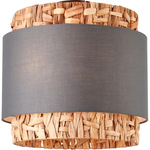 Grau-beige Deckenleuchte Waterlilly, 35 cm, aus Textil und Wasserhyazinthe.