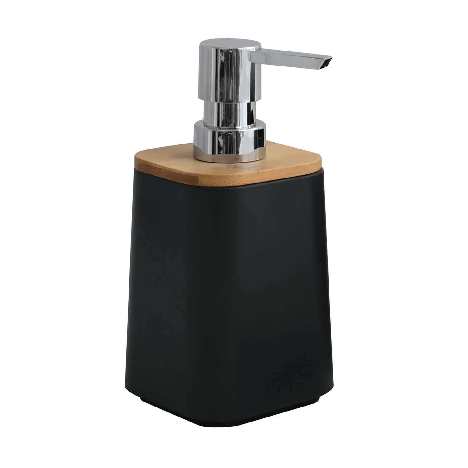 MSV Seifenspender Kamla Polystyrol und Bambus Ø 8 cm x 16,9 cm Schwarz-Brau günstig online kaufen