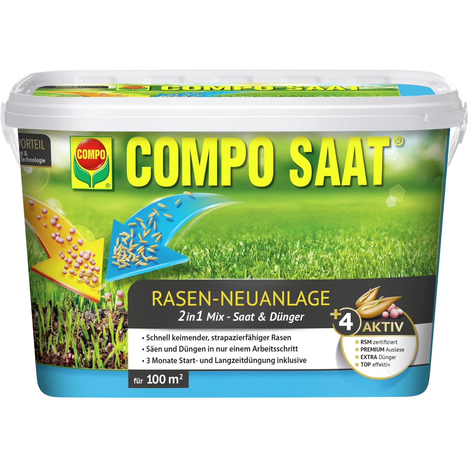 Compo Saat Rasen-Neuanlage-Mix Rasen und Dünger 100 m² 2,2 kg