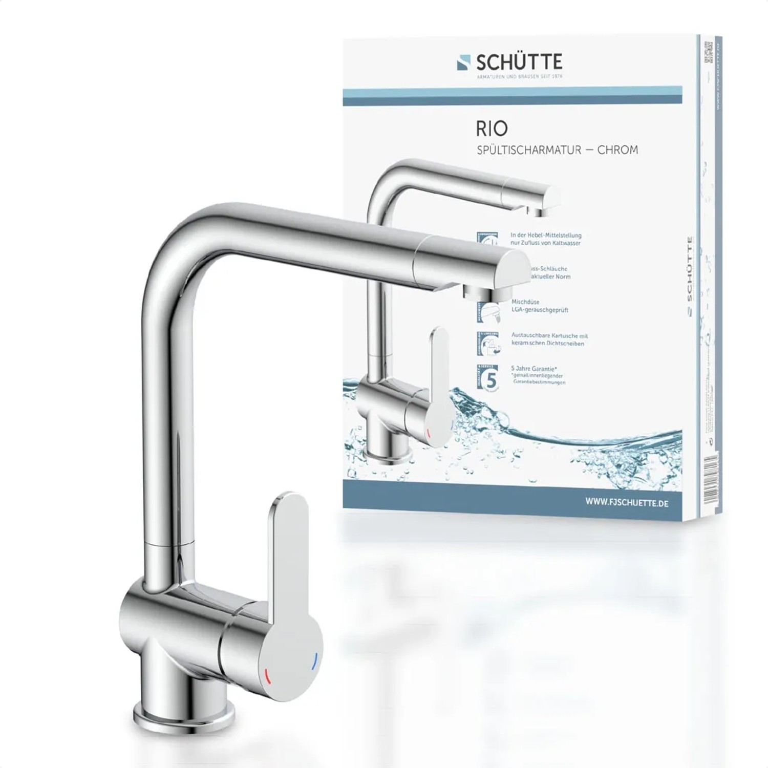 Schütte Spültischarmatur Rio Chrom, Einhebelmischer mit schwenkbarem Auslauf.