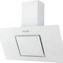 Weiße Respekta Kopffrei Dunstabzugshaube, 90 cm breit, mit Glasschirm und LED-Beleuchtung.