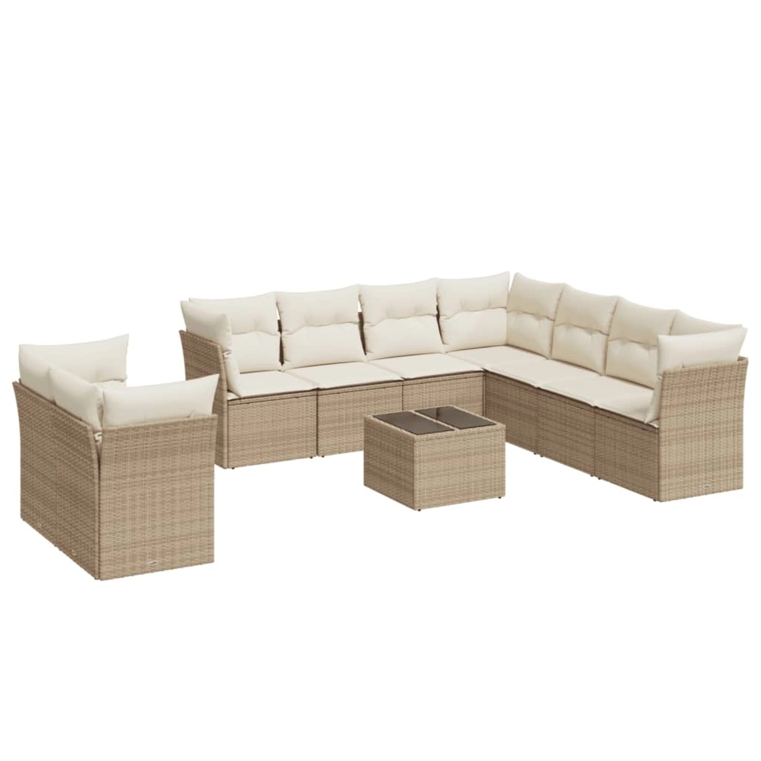 vidaXL 10-Tlg Garten-Sofagarnitur mit Kissen Beige Poly Rattan 3217848 günstig online kaufen
