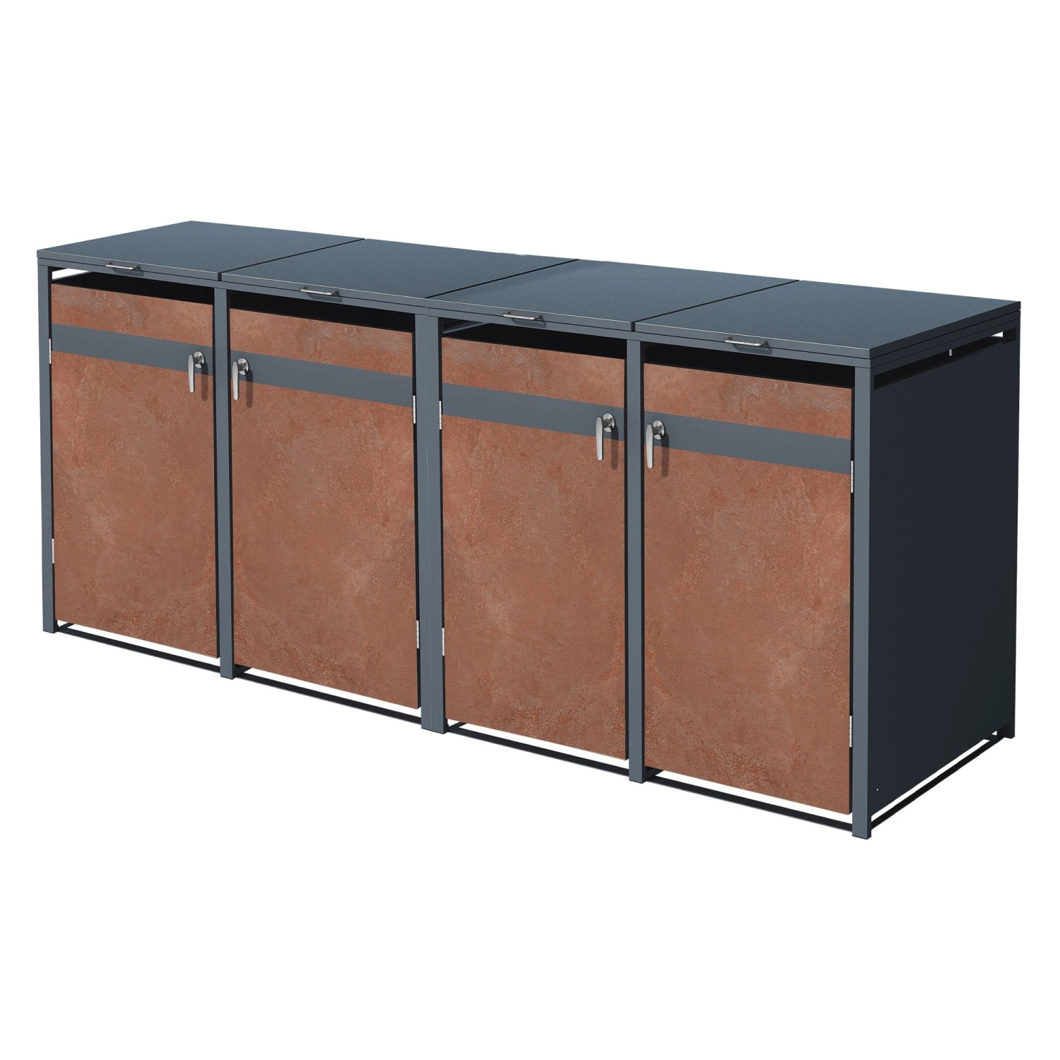 ML-Design Mülltonnenbox 4Er 240L 264x80x116,3 cm Anthrazit-Rost-Optik Wette günstig online kaufen