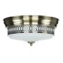 Deckenlampe im Antik-Look für Badezimmer, Ø 35cm, Messing/Weiß, mit Glas Lampenschirm.