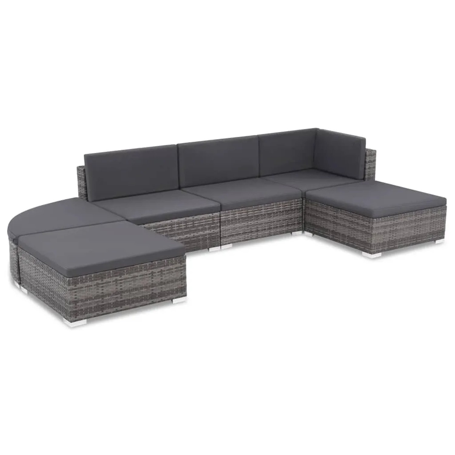 Furnicato Terrassensofa Set Poly Rattan Grau Dunkelgrau 70 X 70 Cm