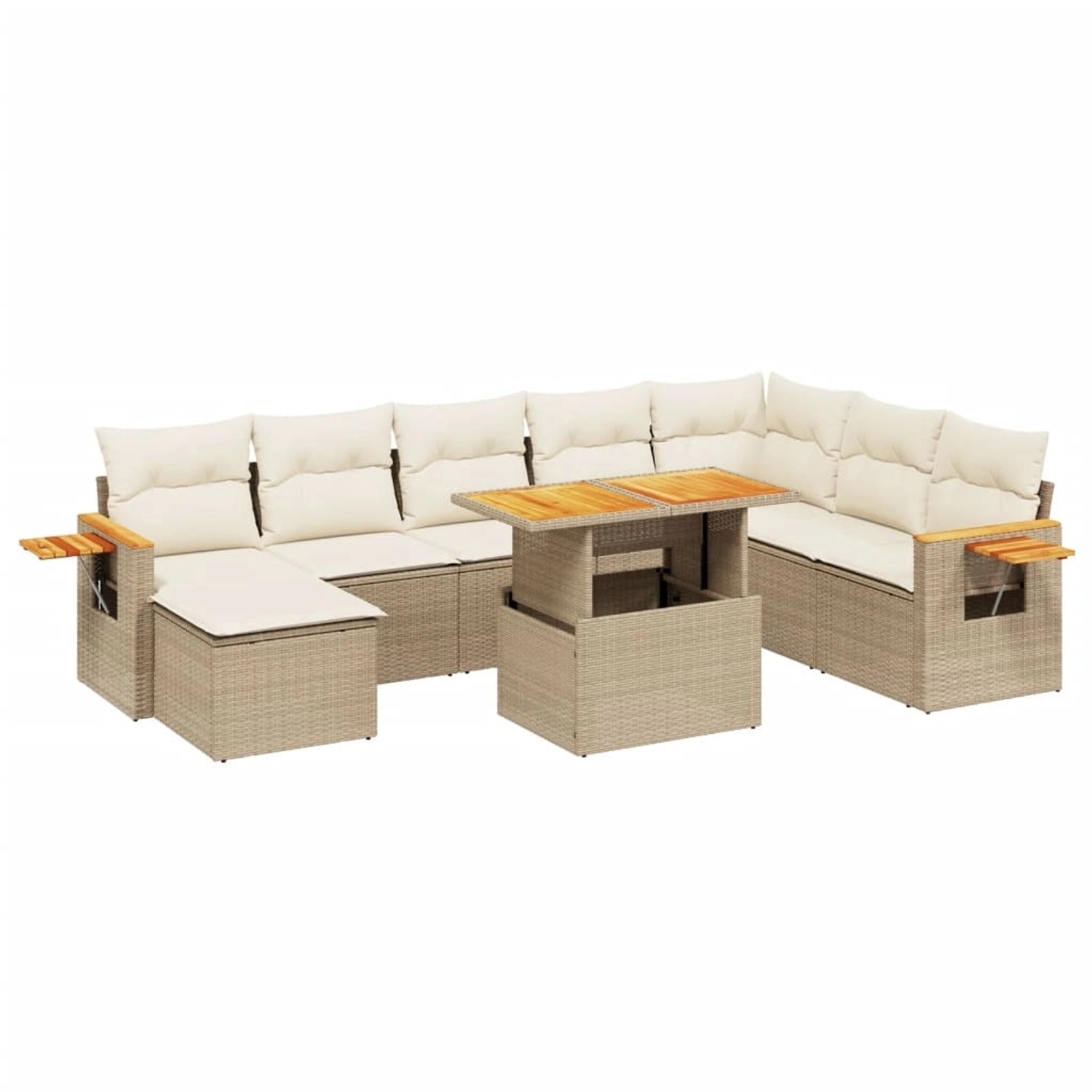 vidaXL 9-Tlg Garten-Sofagarnitur mit Kissen Beige Poly Rattan 3273655 günstig online kaufen