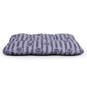 Anthrazit Hundekissen 60x80, gestreift mit Pfotenmuster, ideal als Hundebett oder Hundekorb.