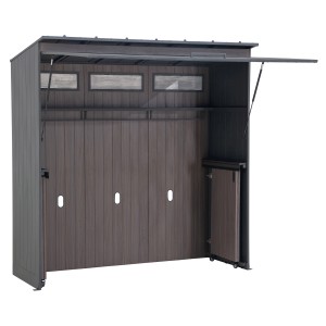 Sunjoy Gartenhaus Mambo für Outdoor Küche, anthrazit, mit Regalfach und Handtuchhalter.