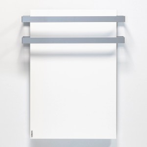 Vasner Citara Infrarotheizung mit 2 silbernen Handtuchhaltern als Set.