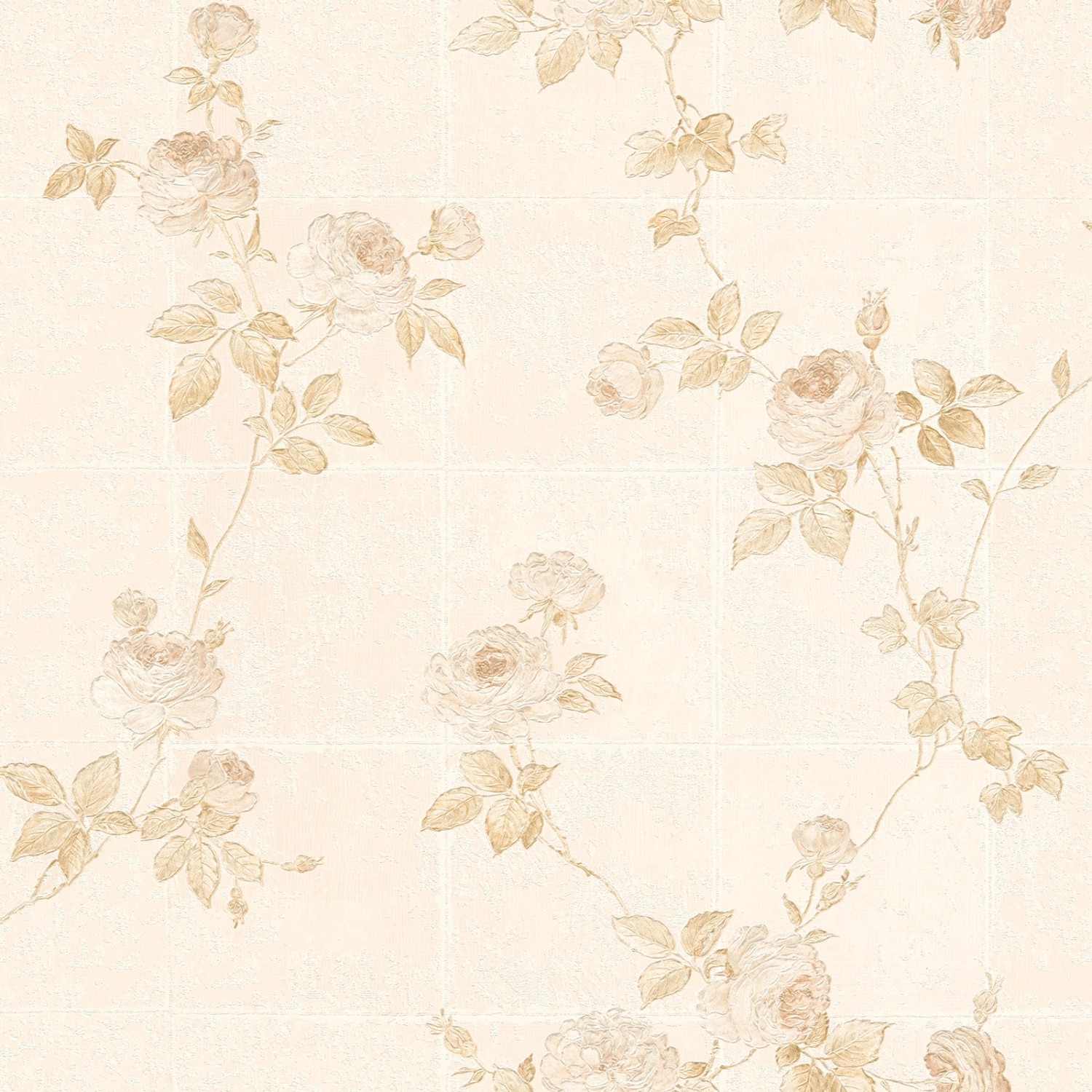 Bricoflor Shabby Tapete in Creme Beige Vintage Blumentapete mit Fliesen Muster Nostalgisch Rosen Vliestapete in Fliesenoptik für Esszimmer und Küche