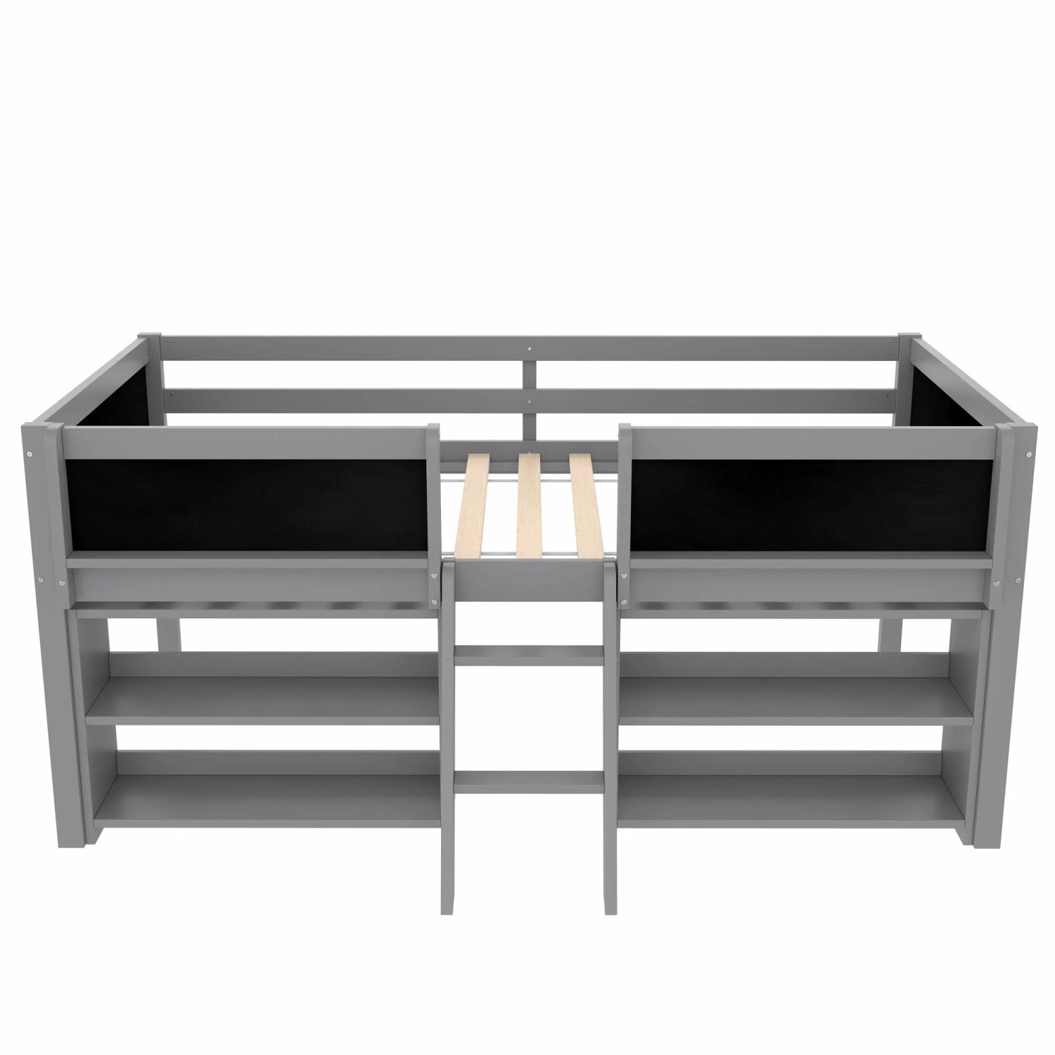 okwish Halbhohes Bett 90x200cm mit Einlegeböden Kinderzimmer Grau ohne Matratze