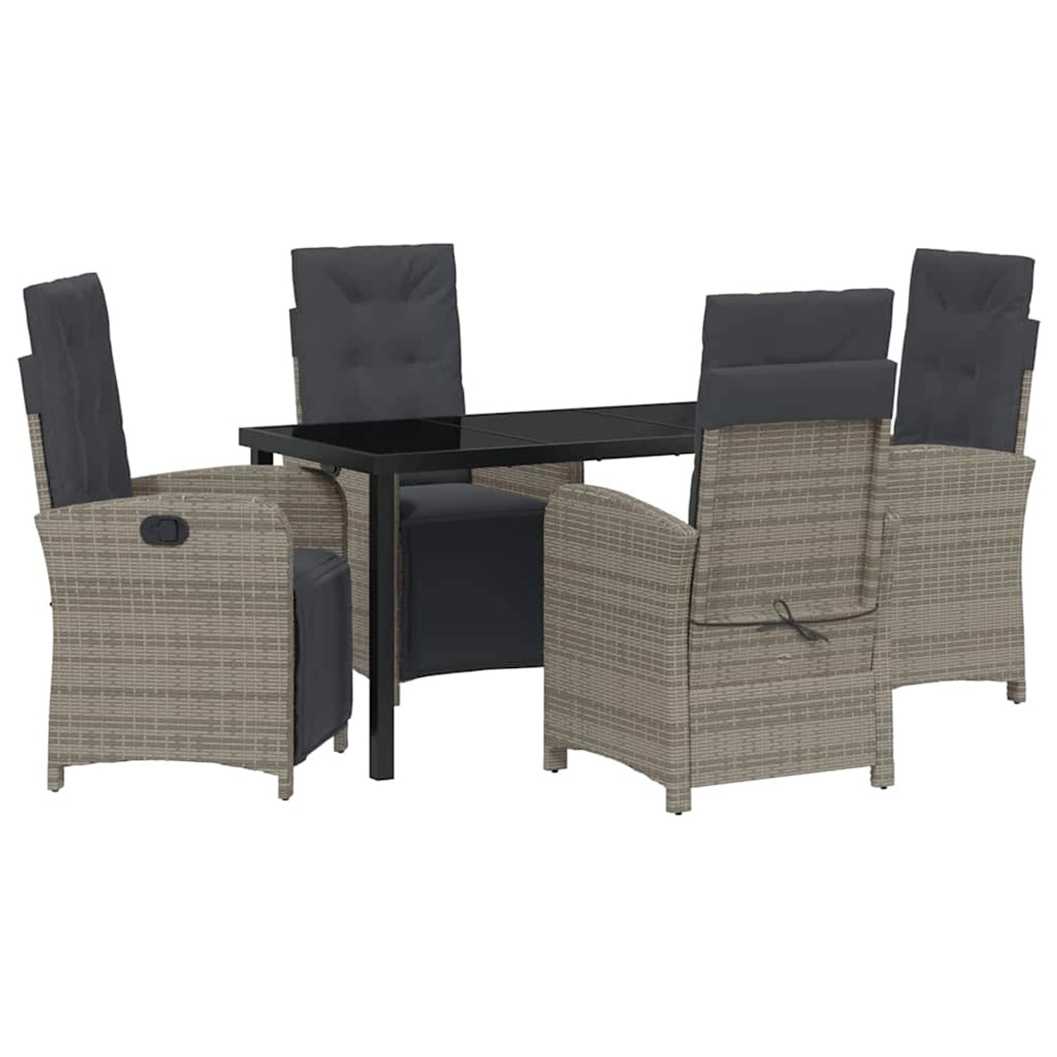 vidaXL Garten Essgruppe 5-Tlg Grau Poly Rattan 3380325 günstig online kaufen