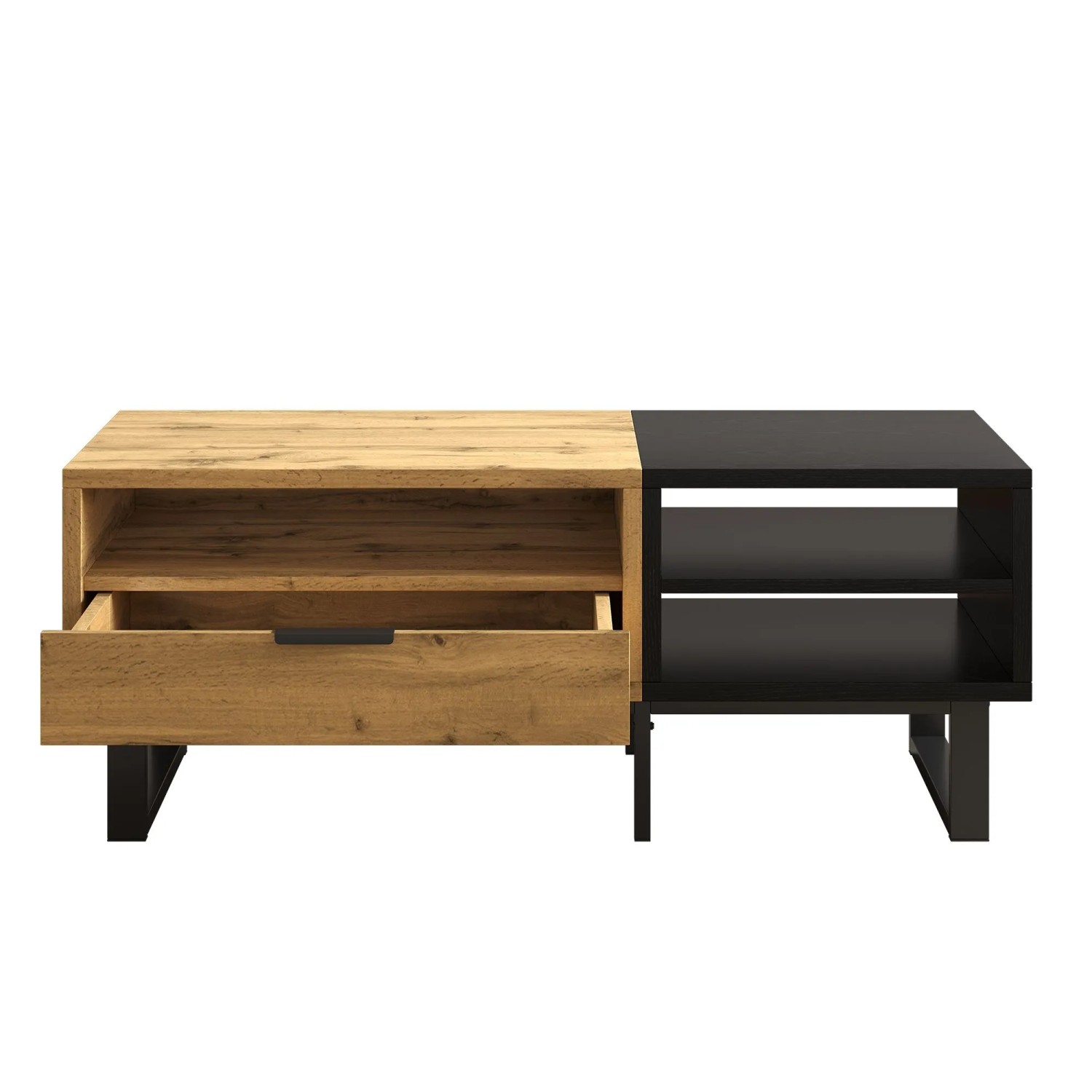 Okwish Couchtisch Wohnzimmertisch Mit Farbblockstruktur 100 × 50 Cm Natur