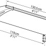 Technische Zeichnung: Palram Canopia Aquila 1.5 x 0.9 Vordach in Anthrazit mit Maßen.