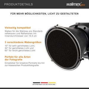 Walimex Pro Wabenset 3-Tlg. Wabe Reflektor Lichtformer Fotografie Lichtreflektor