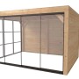 Moderne weka Gartenlaube Lumley aus Fichte mit Flachdach, Glasschiebetür und Holzwänden. Terrassenüberdachung.