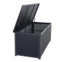 Offene, dunkelgraue Siena Garden Kissenbox Sabano (181x79x75cm) zur Aufbewahrung von Gartenauflagen.