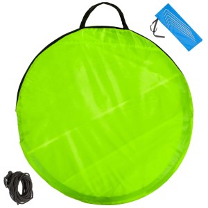 Tectake Pop Up Strandmuschel Jasmin, grau-grün, verpackt mit Heringen und Spannseilen.