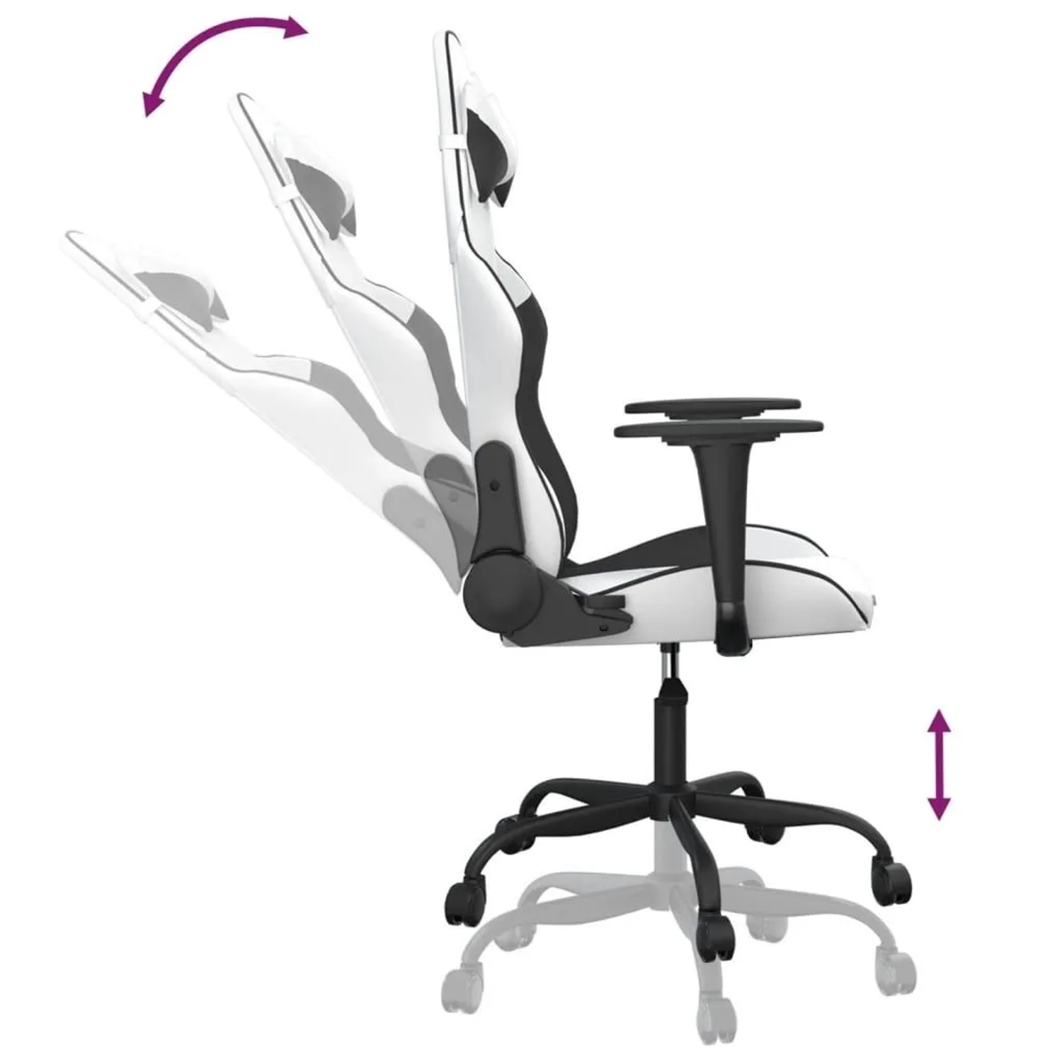 vidaXL Gaming-Stuhl mit Massagefunktion Weiß und Schwarz Kunstleder 345409_6