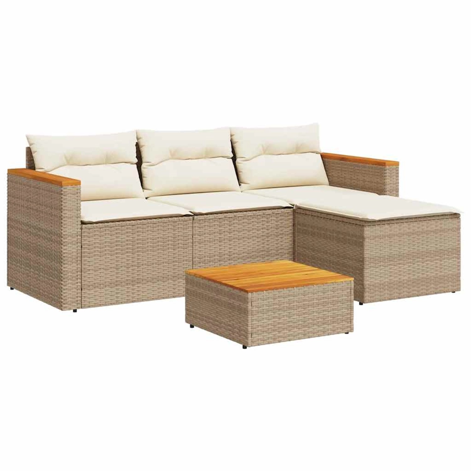 vidaXL 3-Tlg Garten-Sofagarnitur mit Kissen Beige Poly Rattan 365828 günstig online kaufen
