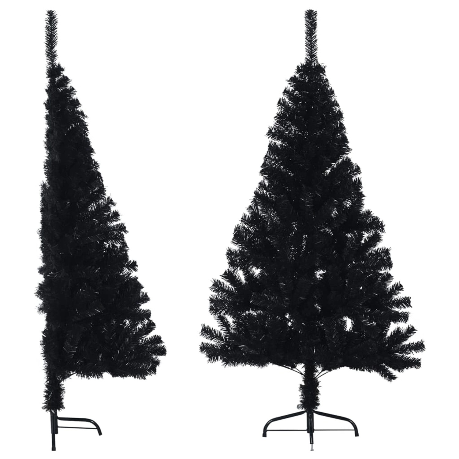 vidaXL Halb-Weihnachtsbaum, schwarz, 150 cm, PVC, mit Ständer. Platzsparende Weihnachtsdeko für die Wand.